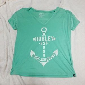 HURLEY aqua v-neck t shirt
